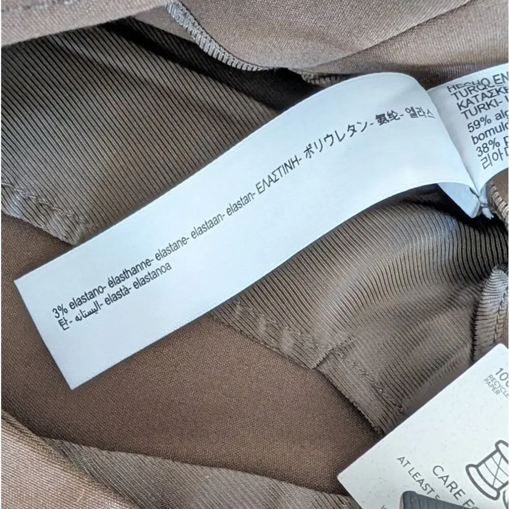 Massimo Dutti 5005/905/507 Trousers Womens 6 Green/Tan High-rise Ankle NWT